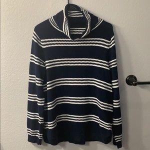 Tommy Hilfiger Navy and White Turtleneck Sweater